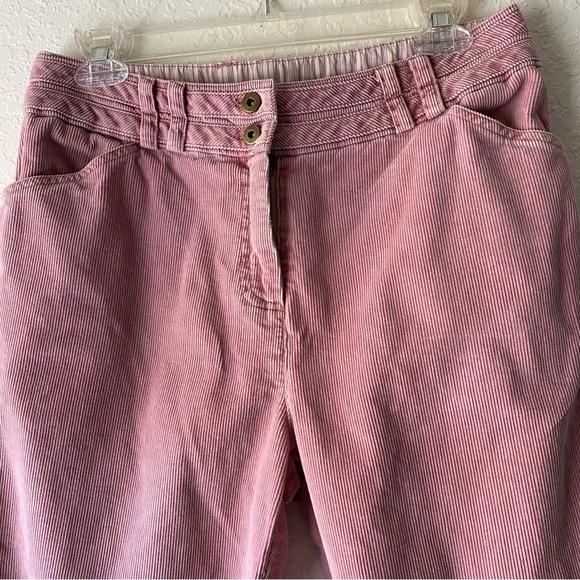 Garnet Hill Dusty Rose Pink High Waist Ribbed Cotton Corduroy Cuffed Pants SZ 8 - Picture 11 of 13